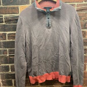 Calvin Klein Gray and Red Zip-Up Sweater